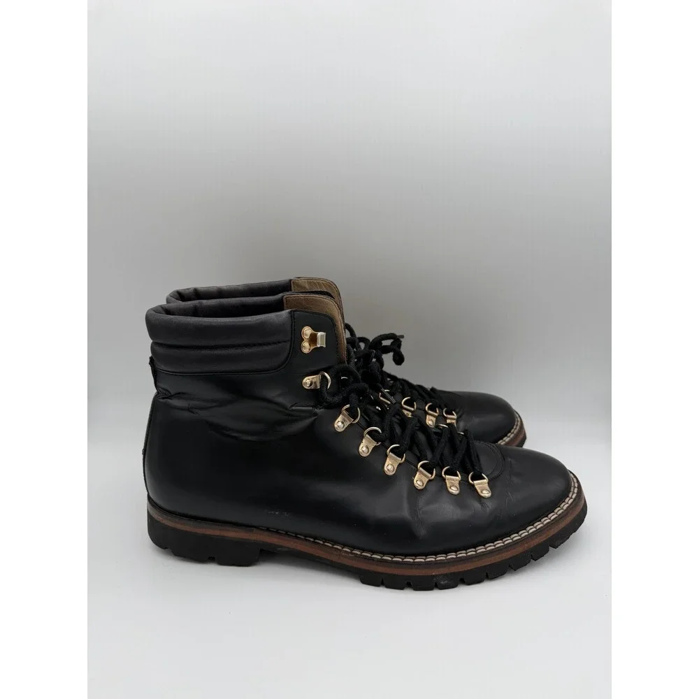Taft Black Leather Hiking Boots Vibram Sole Handcrafted in Spain Mens 45